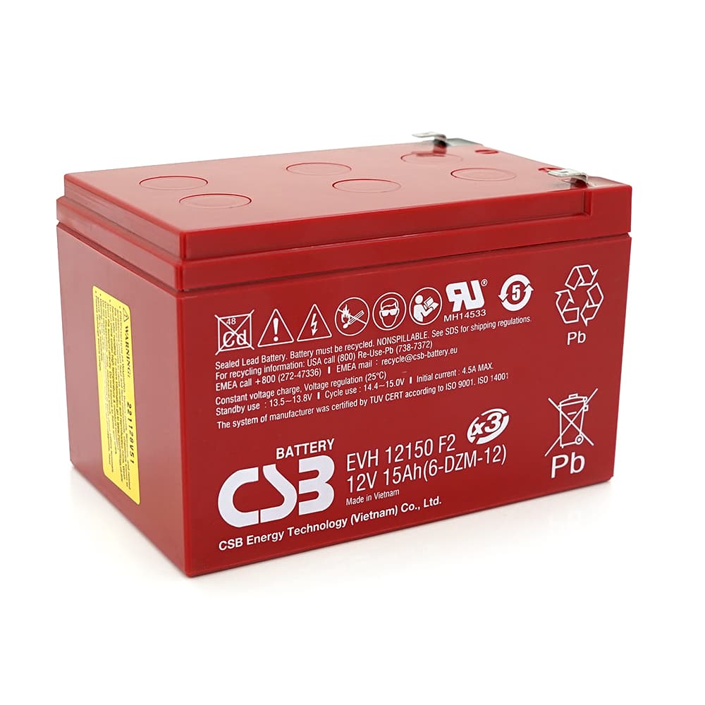 Акумулятор для ДБЖ CSB EVH12150F2 / 12 В / 15 А⋅год / AGM