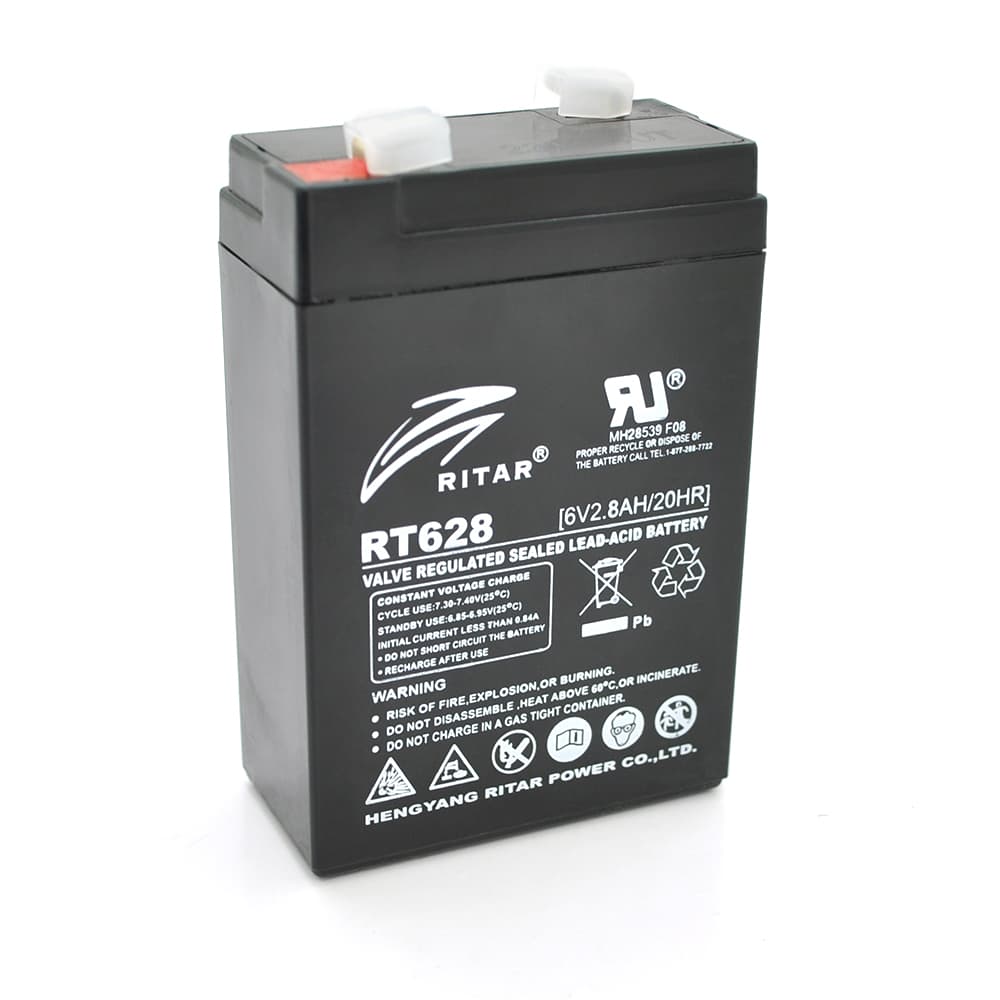 Акумулятор для ДБЖ Ritar RT628 / 6 В / 2.8 А⋅год / AGM