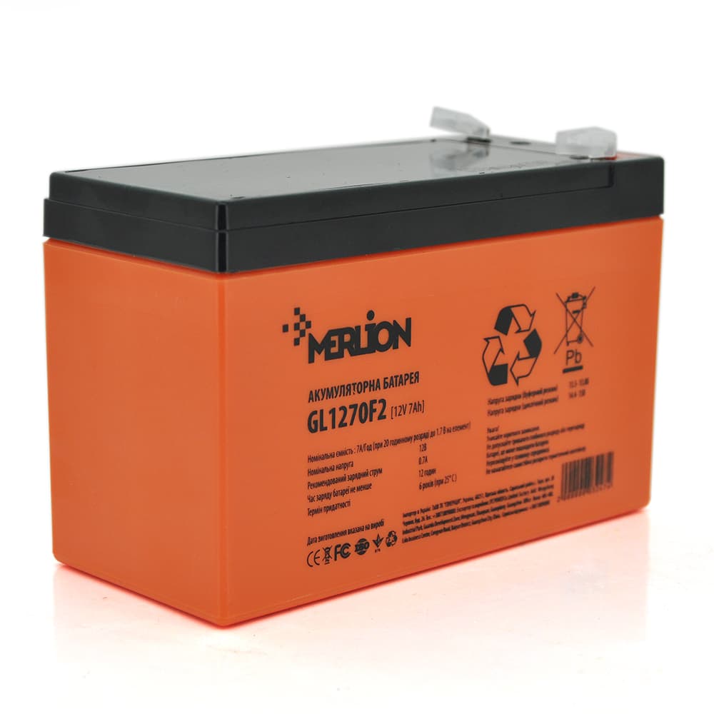 Акумулятор для ДБЖ MERLION GL1270F2 GEL / 12 В / 7 А⋅год / GEL