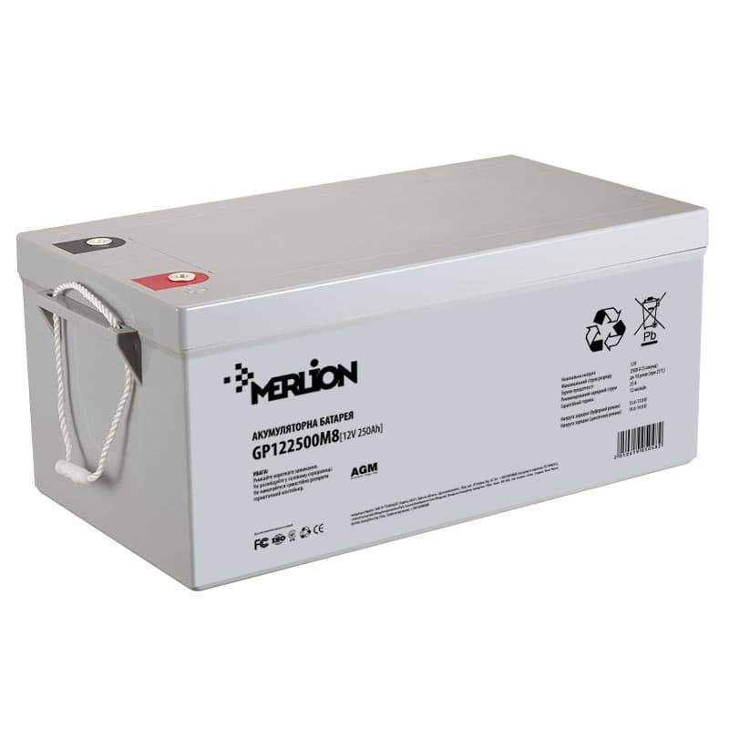 Акумулятор для ДБЖ MERLION GP122500M8 / 12 В / 250 А⋅год / AGM