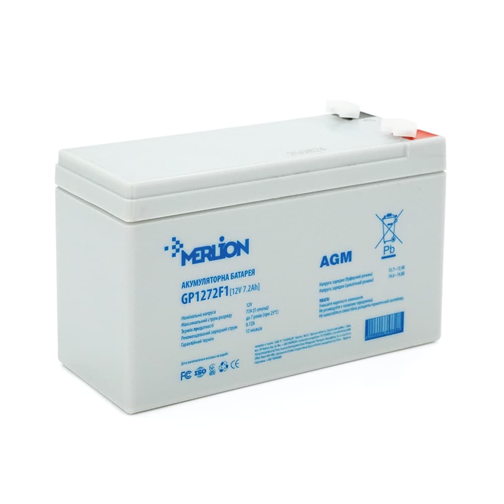 Акумулятор для ДБЖ MERLION GP1272F1 / 12 В / 7.2 А⋅год / AGM