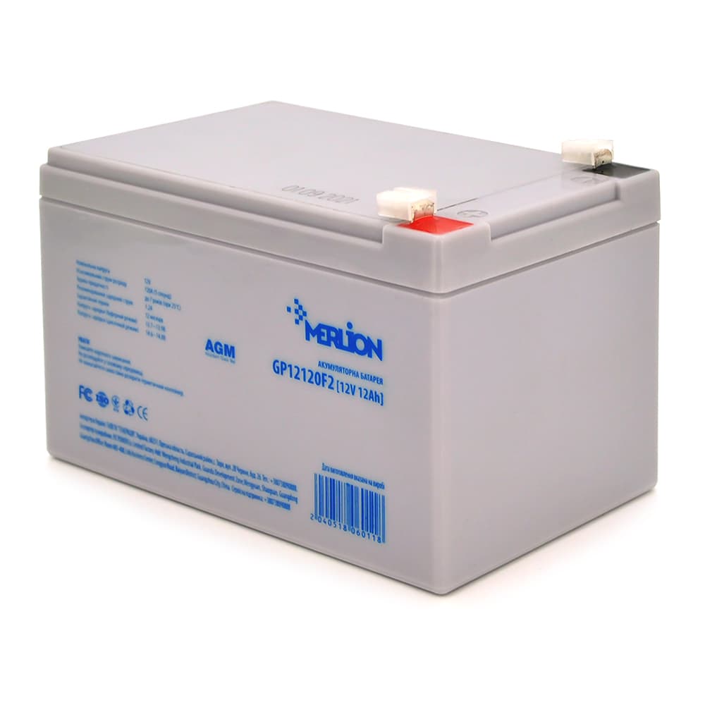 Акумулятор для ДБЖ MERLION GP12120F2+ / 12 В / 12 А⋅год / AGM