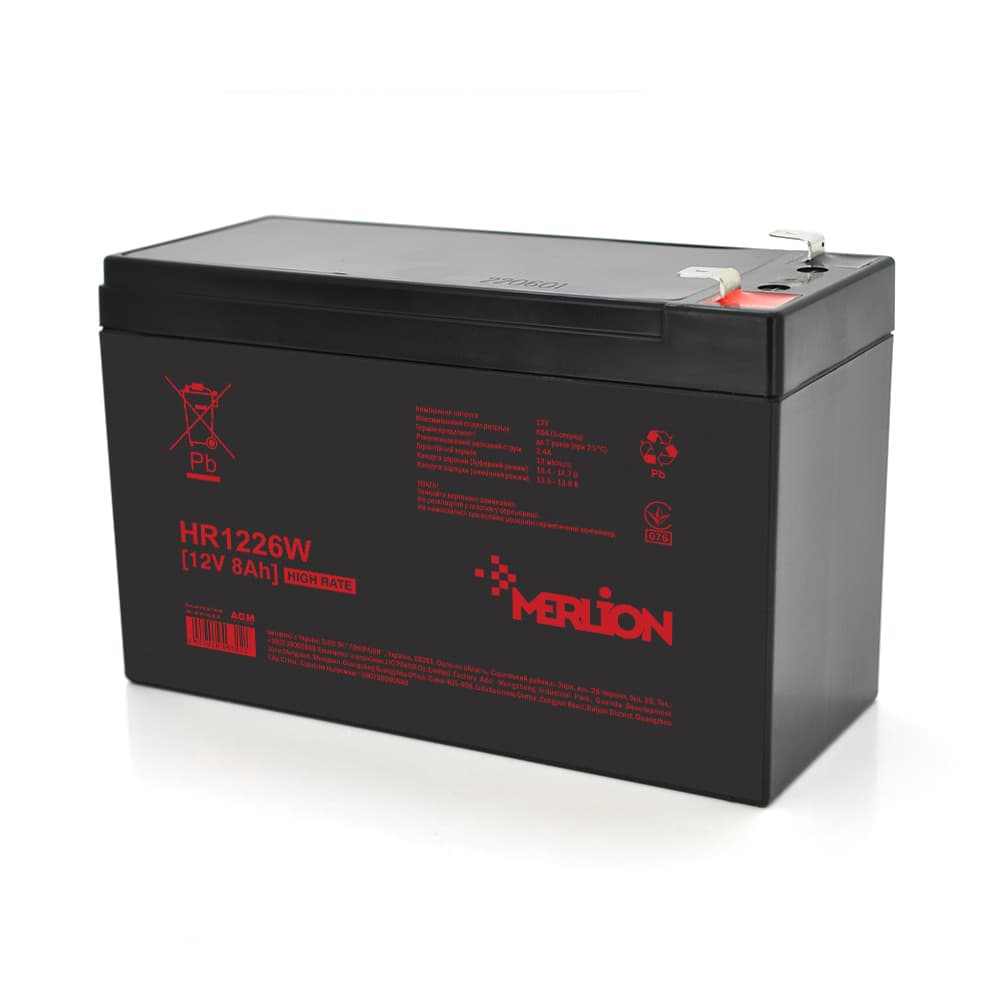 Акумулятор для ДБЖ MERLION HR1226W / 12 В / 8 А⋅год / AGM