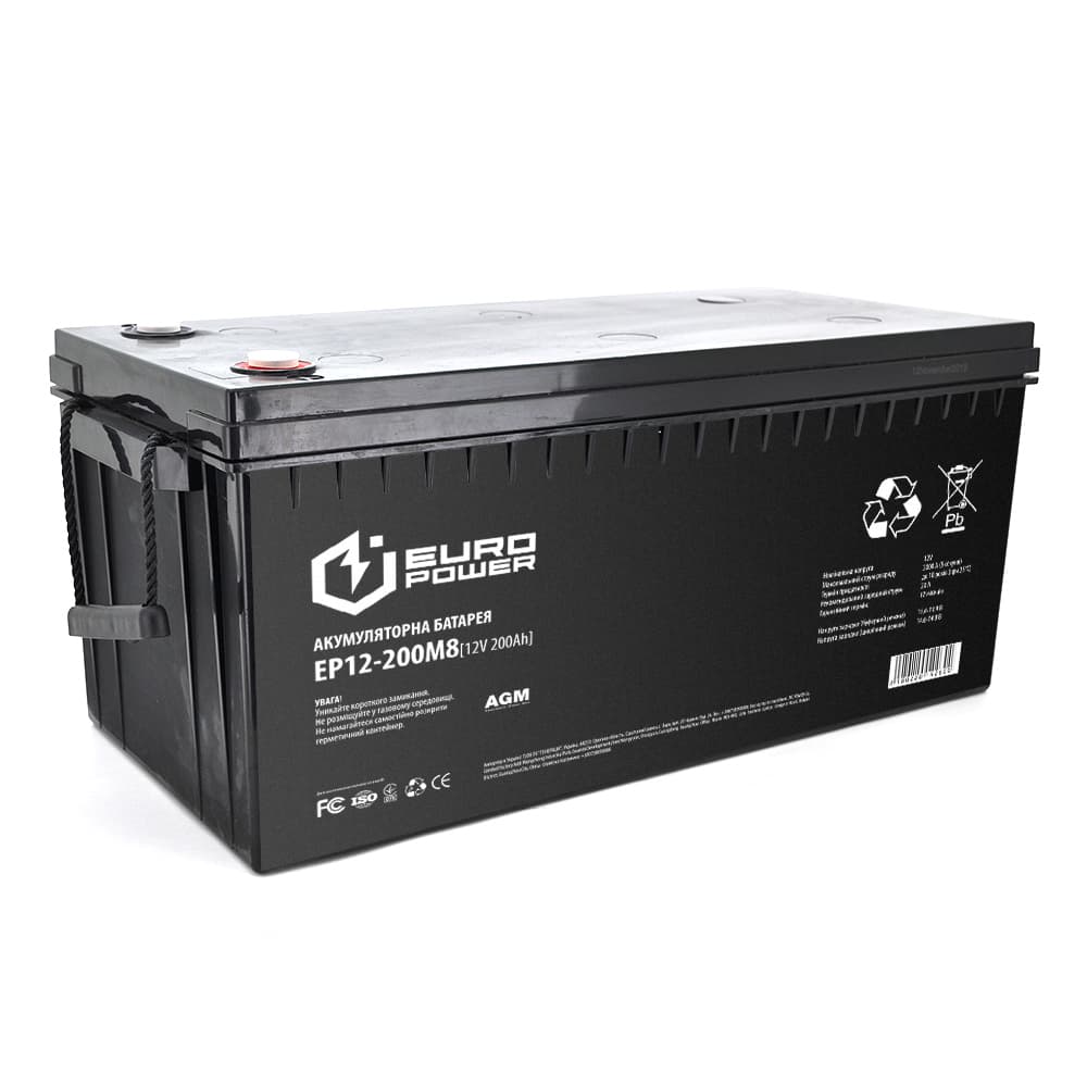 Акумулятор для ДБЖ EUROPOWER EP12-200M8 / 12 В / 200 А⋅год / AGM