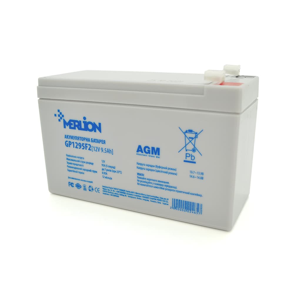 Акумулятор для ДБЖ MERLION GP1295F2 / 12 В / 9.5 А⋅год / AGM