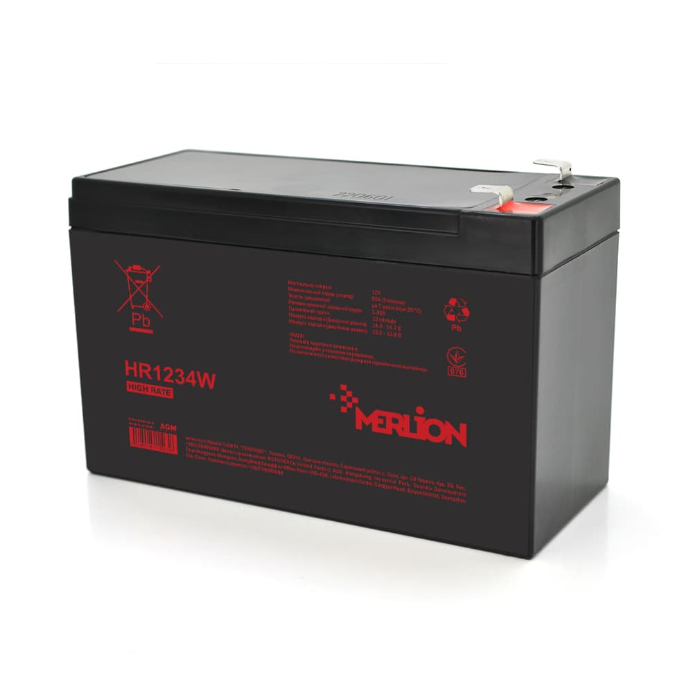 Акумулятор для ДБЖ MERLION HR1234W / 12 В / 9.5 А⋅год / AGM