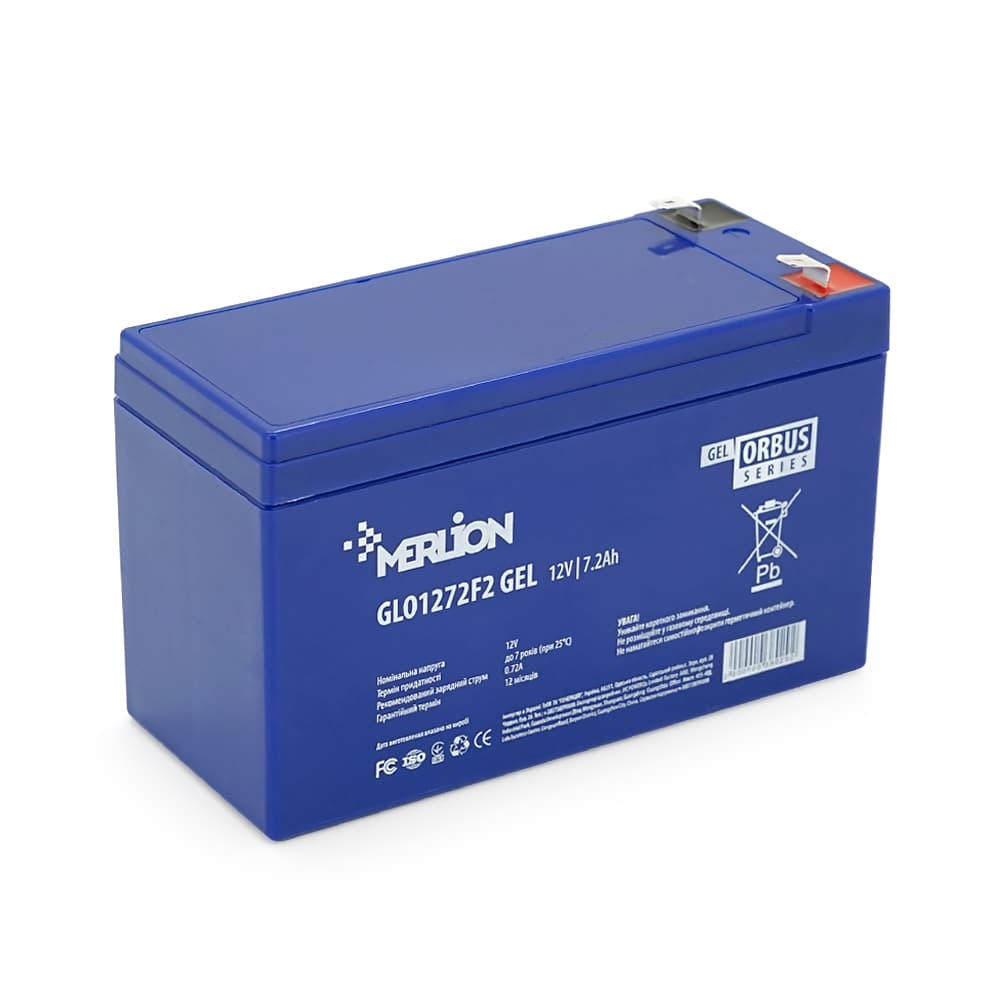 Акумулятор для ДБЖ MERLION GLO1272F2 GEL / 12 В / 7.2 А⋅год / GEL