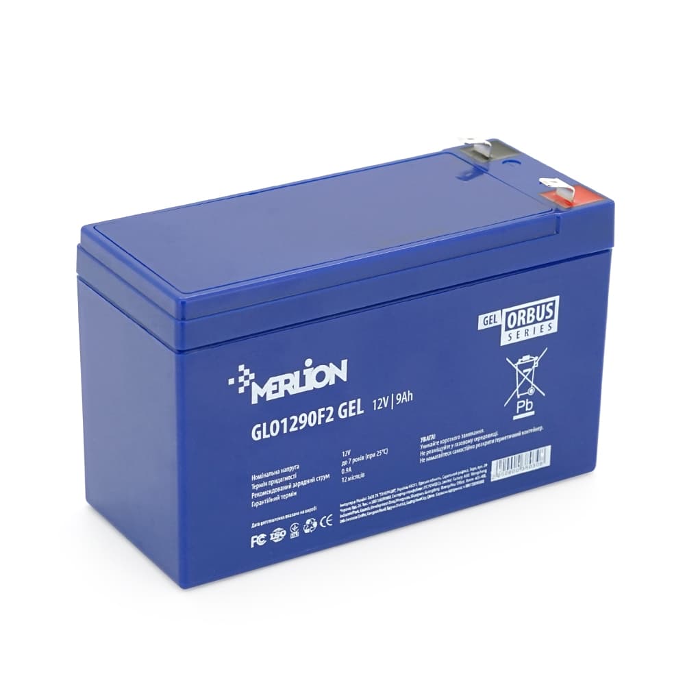 Акумулятор для ДБЖ MERLION GLO1290F2 GEL / 12 В / 9 А⋅год / GEL
