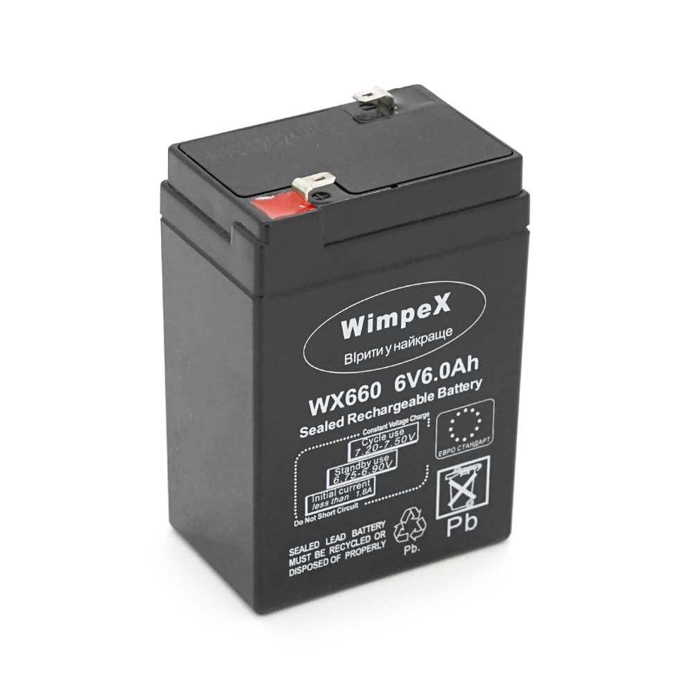 Акумулятор для ДБЖ WIMPEX WX-660 / 6 В / 6 А⋅год / VRLA